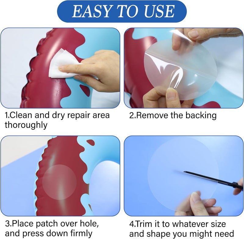 G GEYYANG GEYYANG 12 Pack of Inflatable Patch Repair Kit,Air Mattress Patch Kit,Waterproof TPU Pool Repair Tape for Air Mattress,Bounce House,Pool Toys,Rafts,Tent,Swimming Ring,Inflatable Boats - Image 5